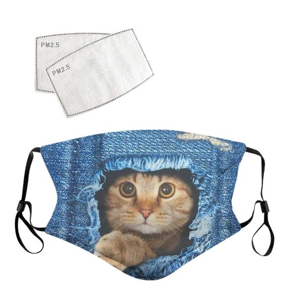 

1pc 2 polyester + reuse fabric filters face fashion print colored filter masks mouth mask with design masque