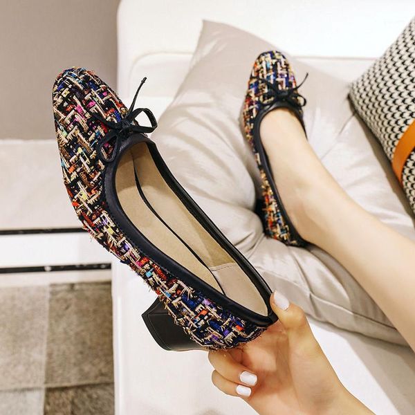 

spring fashion thick high heels shoes women pumps round toe bow work shoes slip on high heels footwear size 34 43 sapato feminin1, Black
