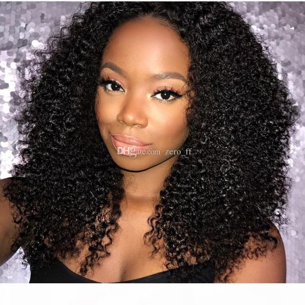 

short kinky curly lace front wigs human hair for black women glueless brazilian remy hair wigs middle part with natural hairline, Black;brown