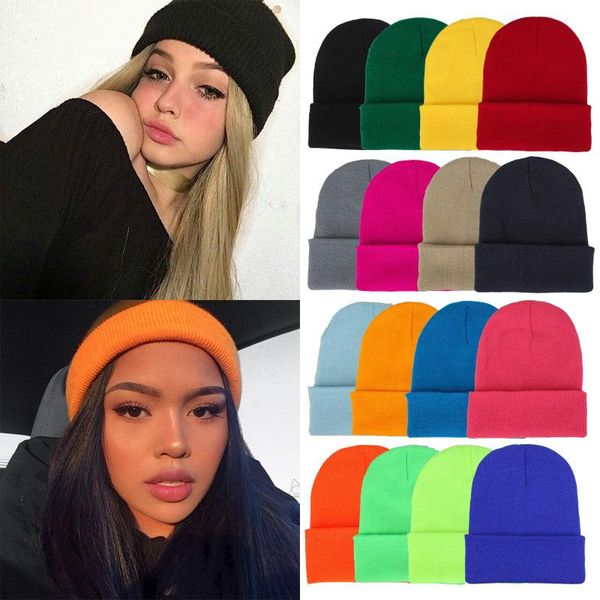 

beanies winter hats for women men knitted solid cool hat girls autumn female beanie warm bonnet casual cap wholesale