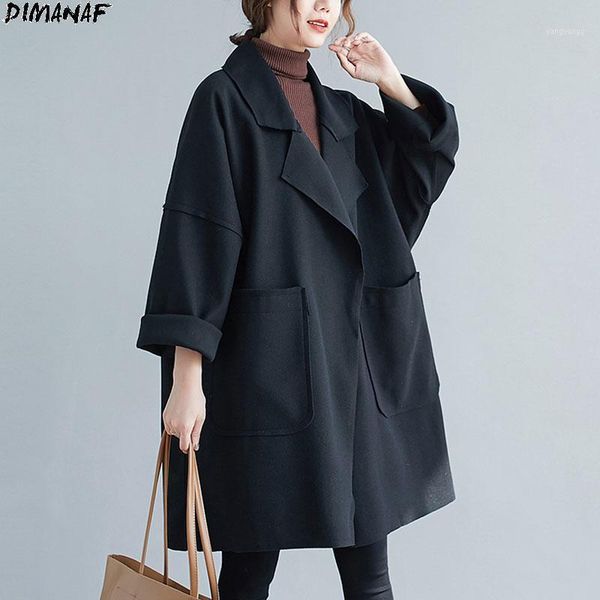 

dimanaf plus size women coats solid cashmere jacket thick cardigan spliced warm autumn lapel coats flocking parka new outerwear1, Black;brown