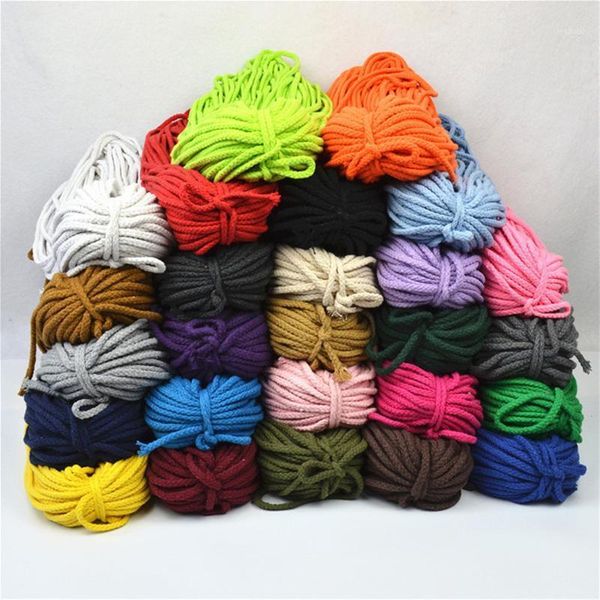 

5mm*100yards colorful white cotton cord natural beige twisted cord rope craft macrame string diy home decorative supply1, Black;white
