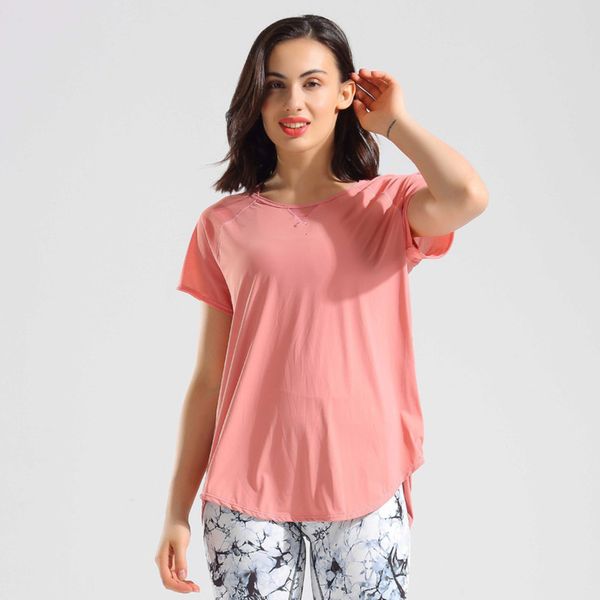 

2020 a same cover up women new loose ice silk yoga t-shirt short sleeve sale, Gray