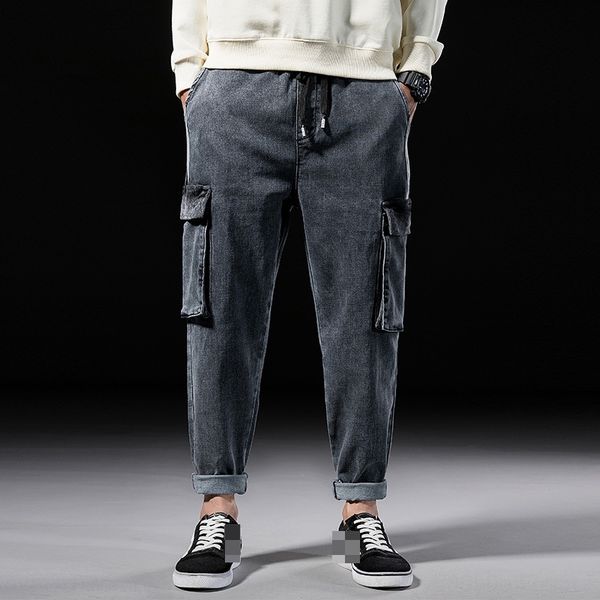 

bkoor jeans harlan 2020 new autumn men's loose overalls pants fashion pants casual pantskorean casual overalls men's tnual, Blue