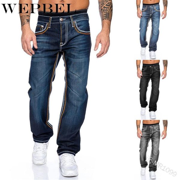 

wepbel men's fashion trousers casual long denim jeans denim pants plus size s-5xl, Blue