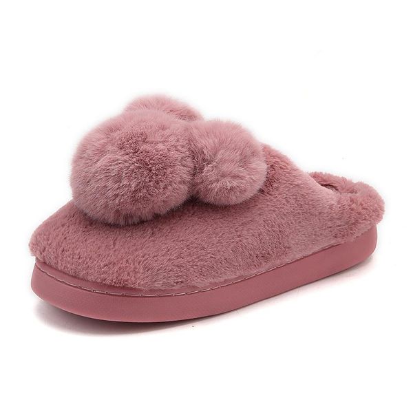 

slippers fashion women comfortable soft warm fur indoor velvet furry snow female slides bedroom casual shoes winter, Black