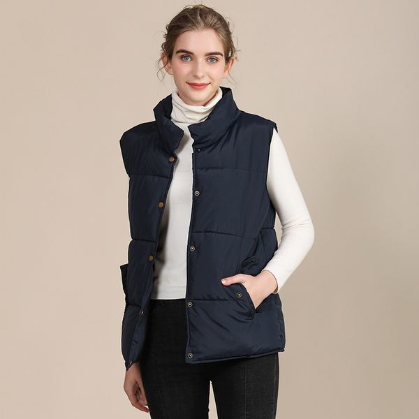 

2021 the new new european and american cotton woman's waistcoat autumn turtleneck sleeveless ladies coat sbe8, Black