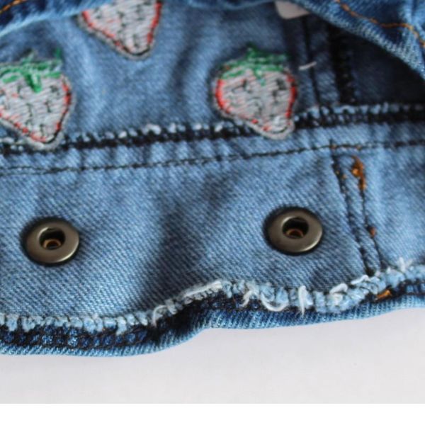 

jean small dog clothes puppy dog jacket vest cowboy pet coat strawberry embroidery clothing for small med bbyhxy