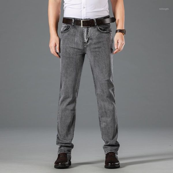 

autumn 2020 new dark gray stretch men's jeans high-quality classic business casual straight-leg cotton men's brand trousers1, Blue