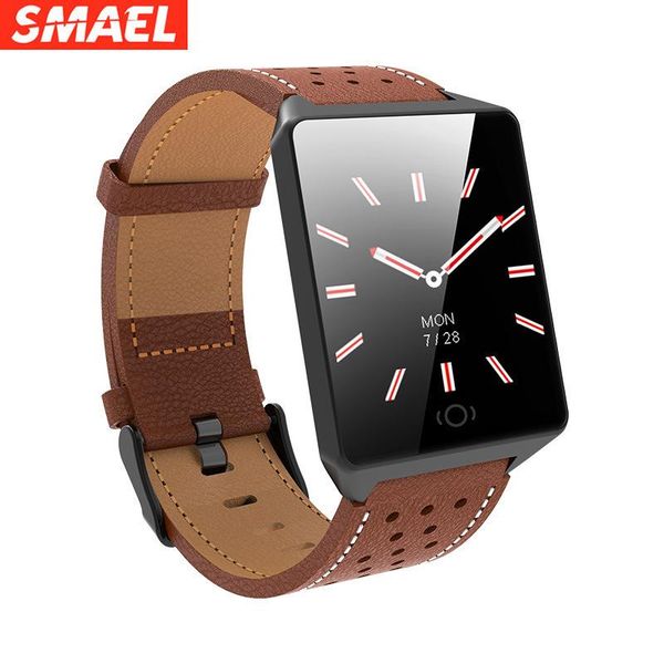 

smael simple fashion smart electronic watch exercise step heart rate android ios bluetooth, Slivery;brown