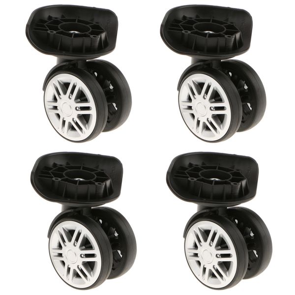 

4 pieces replacement travel luggage / trolley case universal swivel casters dual roller bearing wheels for diy / repair [yj-002] - black
