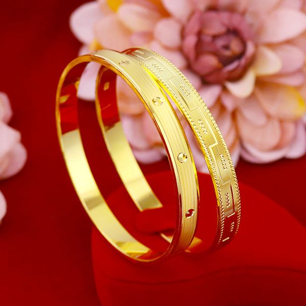 

korean fashion 14k gold women bracelet for wedding engagement jewelry thick gold bangles female trend bracelet anniversary gift 1028, Black