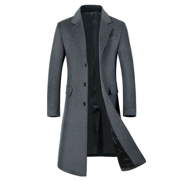 

men long wool coat thicken mens trench coat fashion mens woolen overcoat long jacket winter smart casual overcoats 201120, Black
