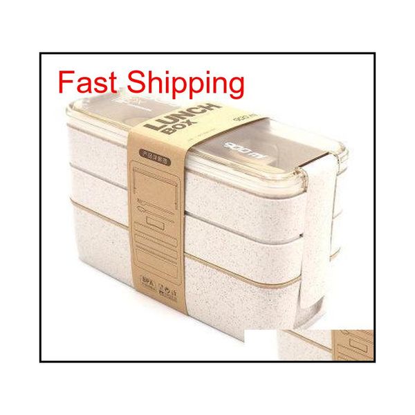 

900ml lunch box 3 layer wheat straw bento boxes microwave dinnerware food storage container lunc qylwre ppshop01
