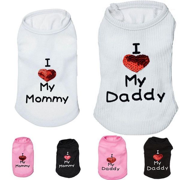 

summer pet dog apparel vest puppy cats coat clothes t-shirt mascotas vest i love my daddy i love my mommy cachorro1