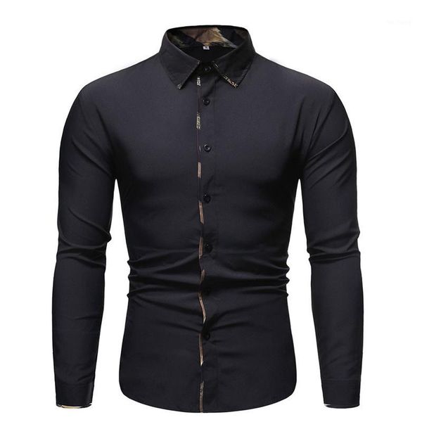 

camisa masculina autumn new casual fashion leopard slim lapel long sleeve shirt blouse camisa social masculina a551, White;black