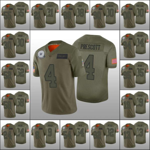 

dallas cowboys men #21 ezekiel elliott 4 dak prescott 19 amari cooper custom women youth camo jersey 2019 salute to service, Black