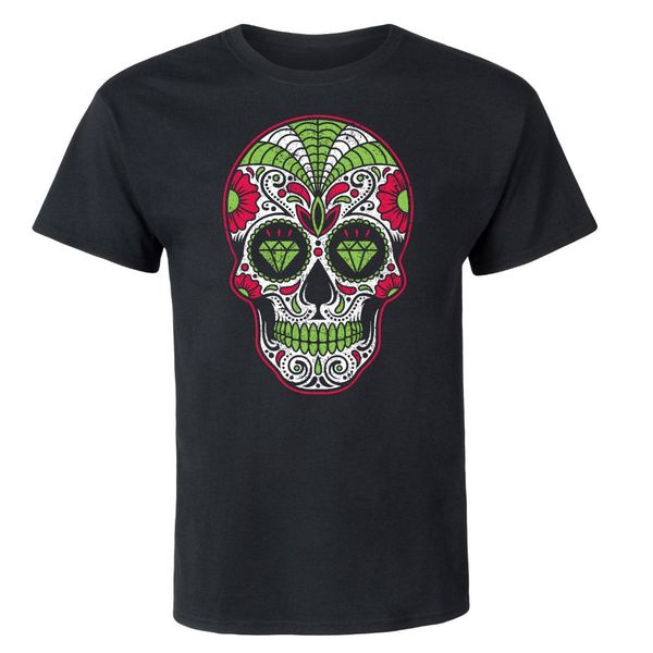 

sport brand new 2019 summer mens short sleeve sugar skull, green teeth - short sleeve tee tee