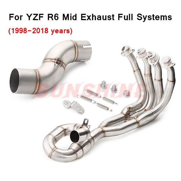 

for yzf r6 exhaust full systems motorcycle slip on front mid pipe pitbike half blue stainless steel modified pipe 1998-2005-20201