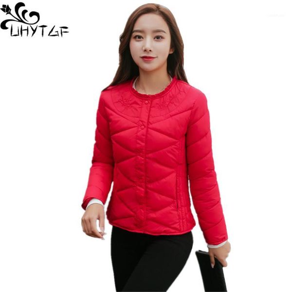 

uhytgf women's winter cotton coat fashion parkas short slim warm jacket m-3xl plus size female cotton clothing coats parka x4651, Black