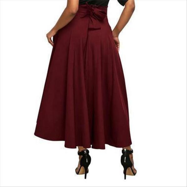 

vintage womens skirts high waist solid color pleated solid color stretch plain skater flared pleated long skirt summer women, Black