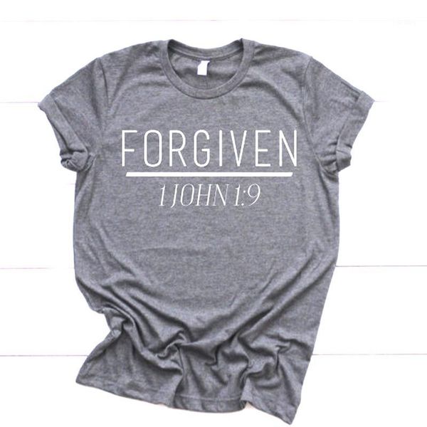 

women's t-shirt christian forgiven 1 john 1:9 letter print tshirt women cotton causal jesus tees tumblr harajuku shirt drop shiping1, White