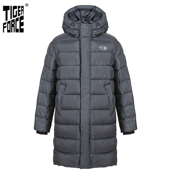 Тайгерская сила мужская зимняя куртка с капюшоном темно-серым длинным толстым бизнес повседневная спортивная толстая парка парки 70701 201217