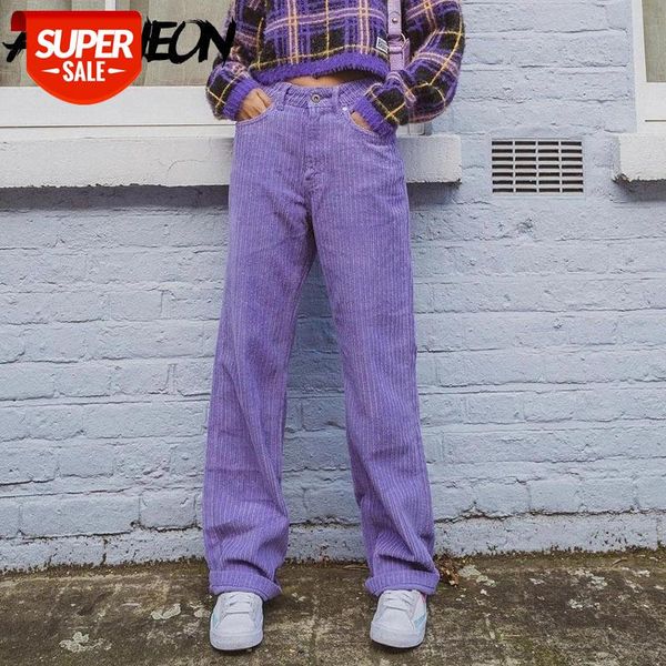 

allneon indie aesthetics corduroy high waist pants harajuku 90s fashion straight baggy pants y2k vintage casual trousers autumn #3l7j, Black;white