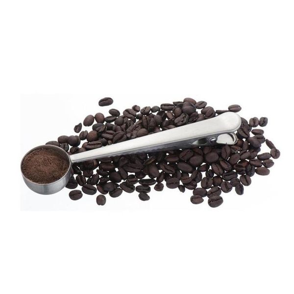 

2 in 1 durable stainless steel spoon with bag clip coffee measuring spoon ground tea scoop with bag seal clip m jllzxc powerstore2012