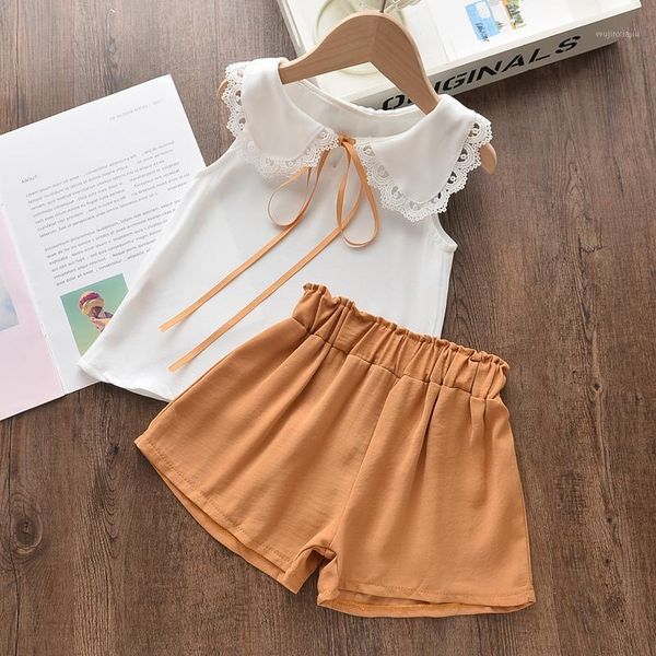 

clothing sets keelorn girls clothes set sweet summer suit sleeveless doll collar chiffon bowknot pants 2pcs casual children outfit1, White
