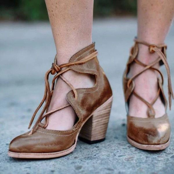 

ins trend fashion women boots cross-tied chunky high heel pointed toe zipper sewing retro elegant ladies shoes female 2021, Black