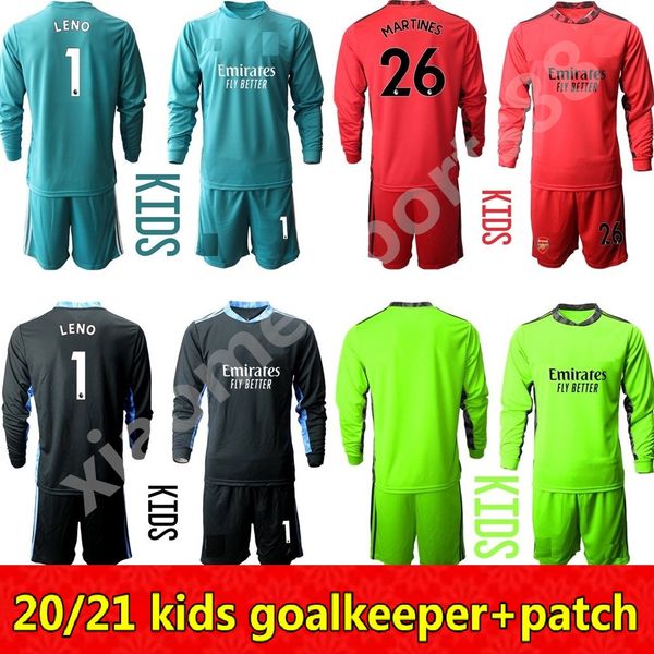 

20 21 child youth goalkeeper long sleeve 1 leno 26 martines soccer jersey set gk kids kit football shirt kits, Black