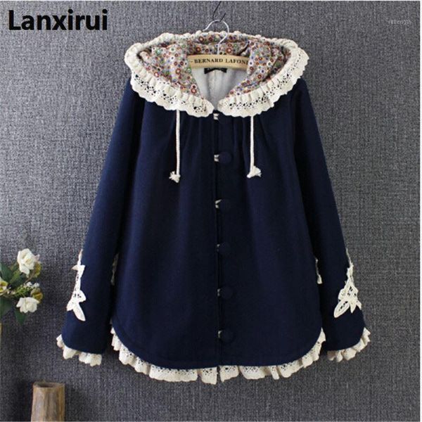 

new women jacket coat winter cute cape coat 3 colors christmas lolita students cape1, Black