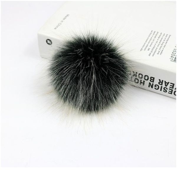 

50 pcs/lot diy 10cm colorful faux fox fur pom poms frost white hair tip pompon with buckle knitted hats accessorie jllgej