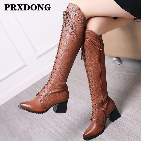 

elegant side zipper women knee high boots genuine leather brand design high heels women pumps party basic shoes woman big size, Black