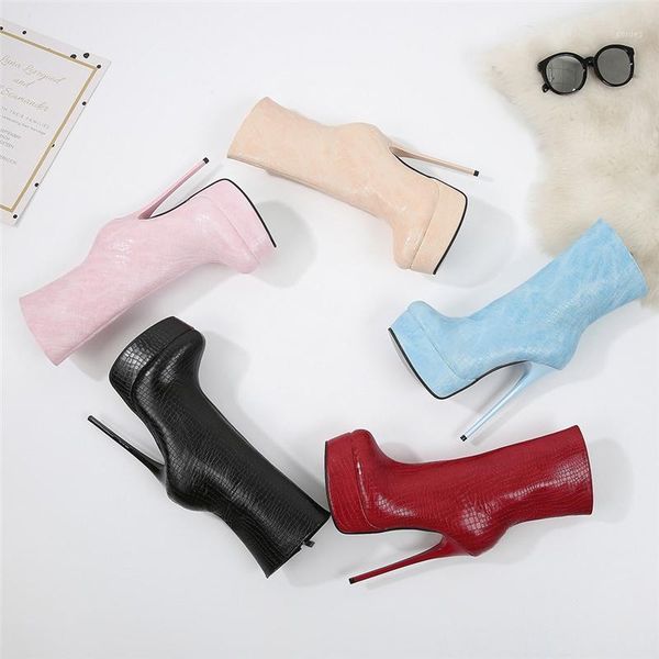 

boots platform high heels 15cm calf femme nightclub pole dance for women fashion trend plus size boot1, Black