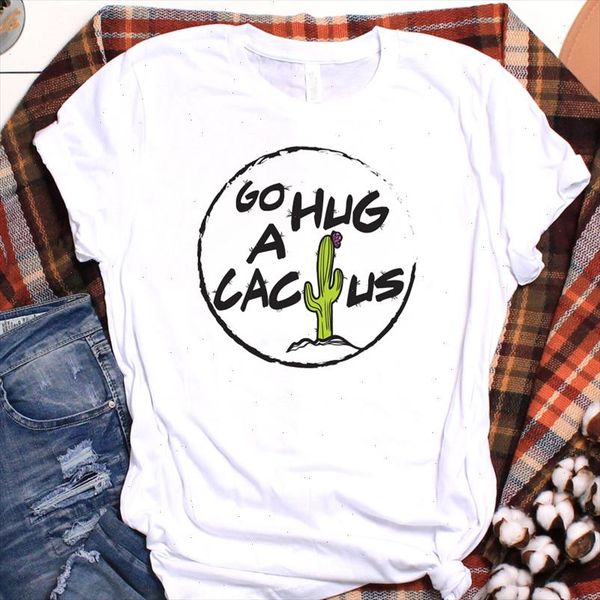 

women cactus cat funny hug printed fashion print ladies graphic tshirt clothes t tee female womens shirt clothing t shirt, White