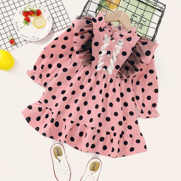 

girl's dresses baby / toddler polka dots ruffled dress1, Red;yellow