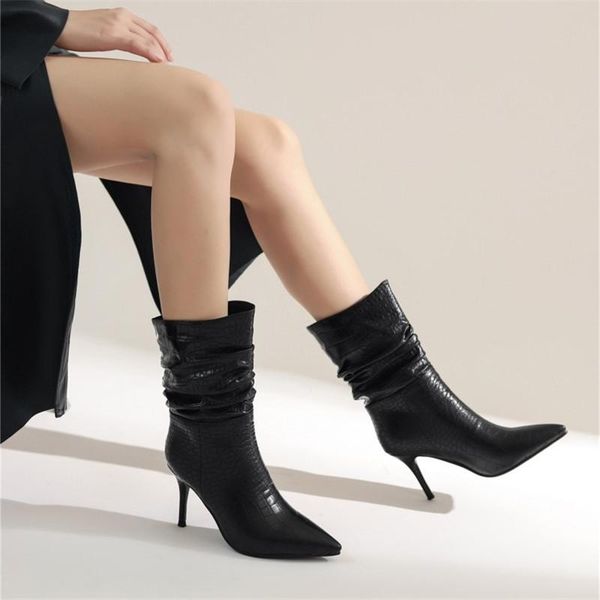

fashion short boots women thin high heels boots 2021 autumn pointed toe black pump booties ladies fashion shoes