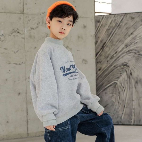 

20 children's sweater with plush autumn thickened wool collar and fake two korean winter long sve underpants fashion boy 5daa, Black
