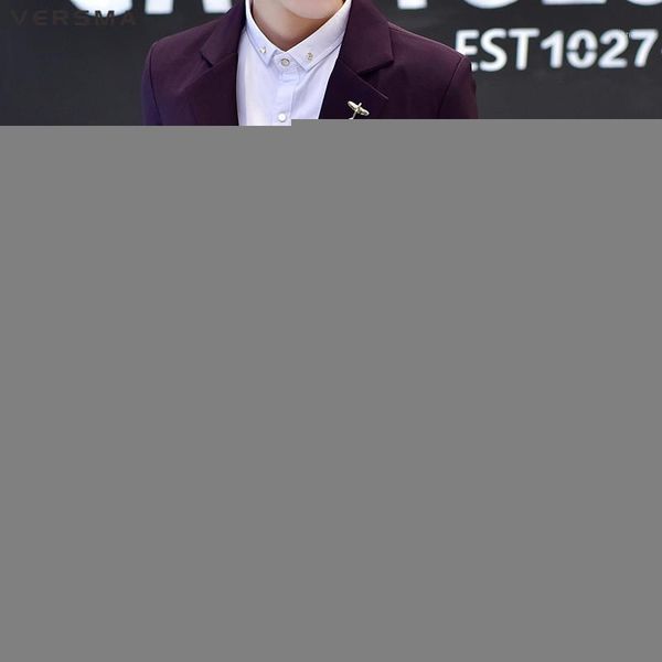 

versma 2018 black long suit blazer jacket male slim fit groom wedding suits blazers casual tuxedo purple mens suit boys blazer1, White;black