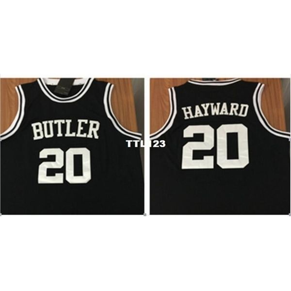 

age # 20 gordon hayward butler college jersey black, white, custom sewn basketball jersey number and name, any size
