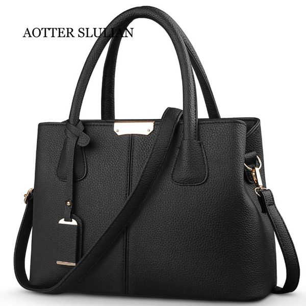 

pu leather handbags big women bag casual female shoulder bag with purse pocket women messenger tote sac bols