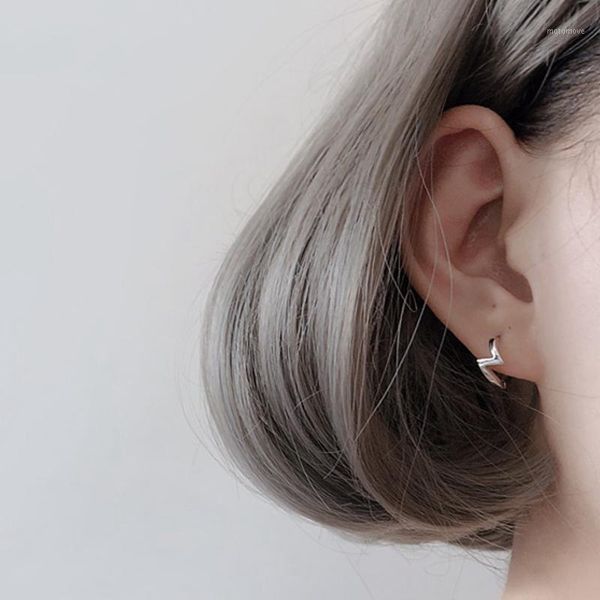 

hoop & huggie zs 1 pair real 925 sterling silver geometric degin earring for women men korean trendy round earrings jewelry gift1, Golden;silver
