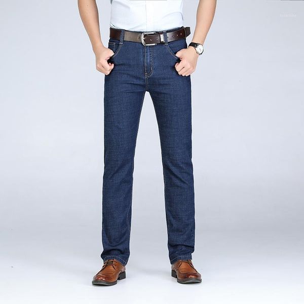 

2019 spring summer high waist jeans cotton classic stretch jeans blue male denim pants spring autumn men overalls1