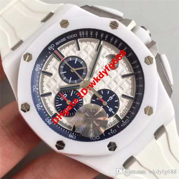 

jf hot sale royal oak offshore 26400 часы белый керамический мужские часы cal.3126 автоматический хронограф 28800vph сапфировое стекло каучу, Slivery;brown