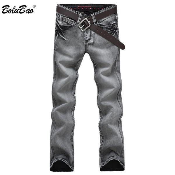 

bolubao men jeans brand new quality cotton skinny straight solid color casual zipper jeans male slim black pants, Blue