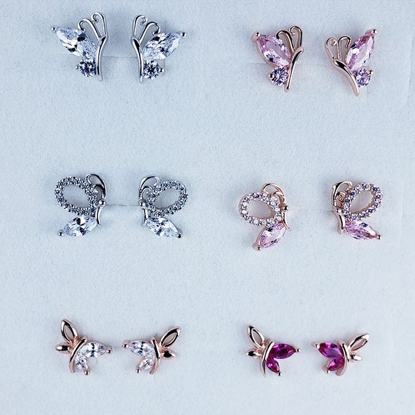 

2020 новая тенденция s925 серебряная бабочка-шпильки мода сладкие персонализированные мини-деликатные серьги er shi pin женский, Golden;silver