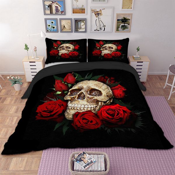 

3d skull printed bedding sets black background nose ring skull printing bedding sets for boys and girls duvet cover