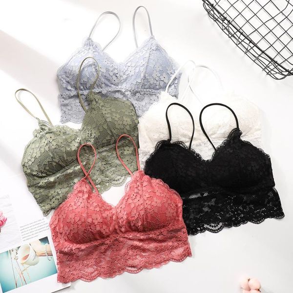 

camisoles & tanks women tank crop lace seamless underwear female lingerie intimates padded camisole femme fashion, Black;white